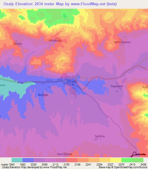 Ozalp,Turkey Elevation Map