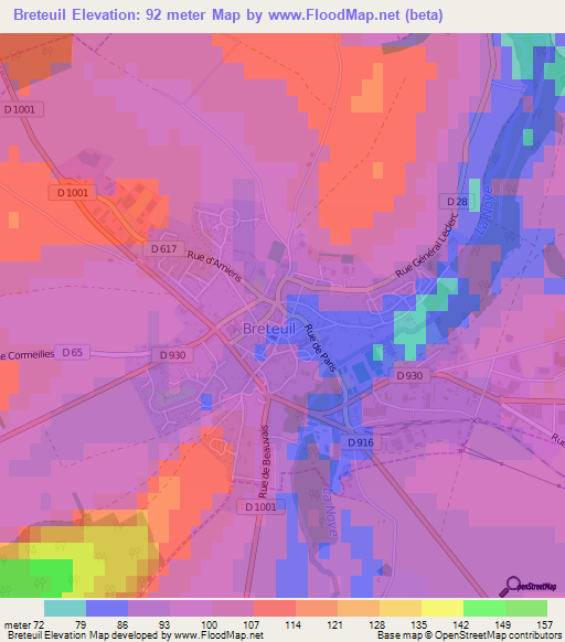 Breteuil,France Elevation Map