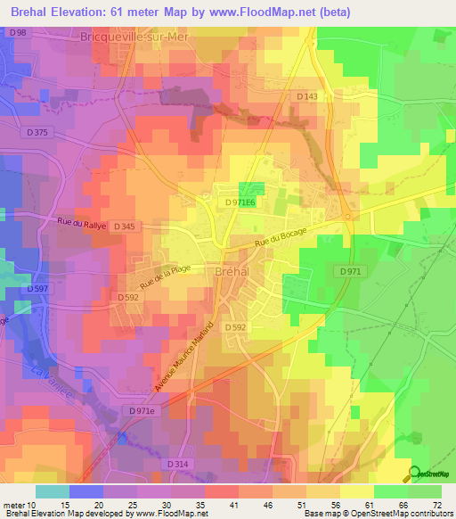 Brehal,France Elevation Map