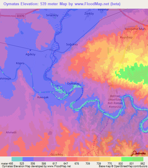 Oymatas,Turkey Elevation Map