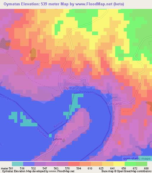 Oymatas,Turkey Elevation Map