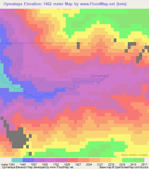 Oymakaya,Turkey Elevation Map