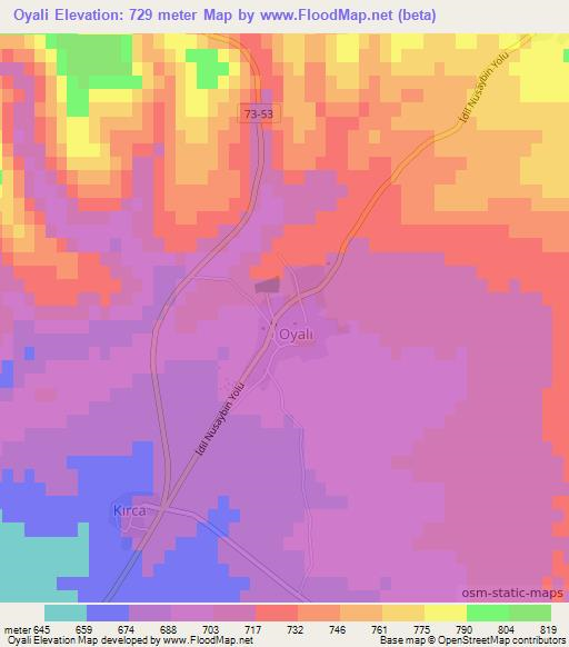 Oyali,Turkey Elevation Map