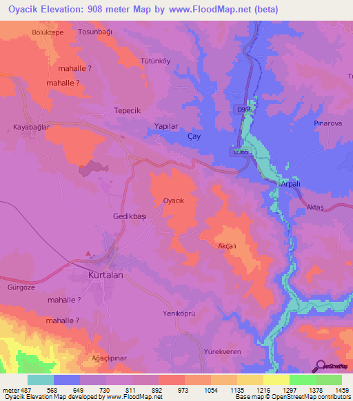 Oyacik,Turkey Elevation Map