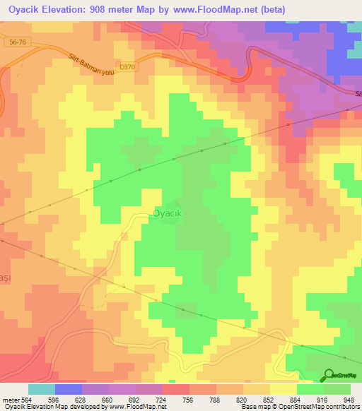 Oyacik,Turkey Elevation Map