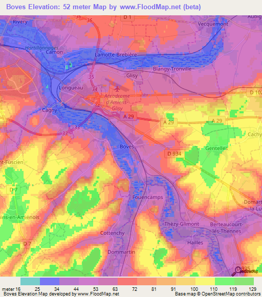 Boves,France Elevation Map