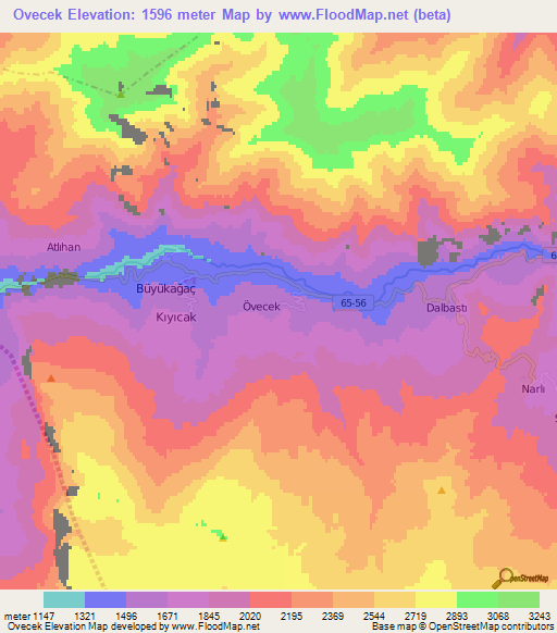 Ovecek,Turkey Elevation Map