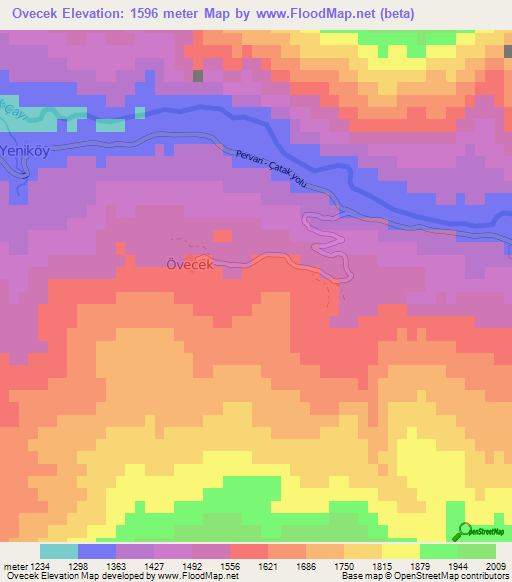 Ovecek,Turkey Elevation Map