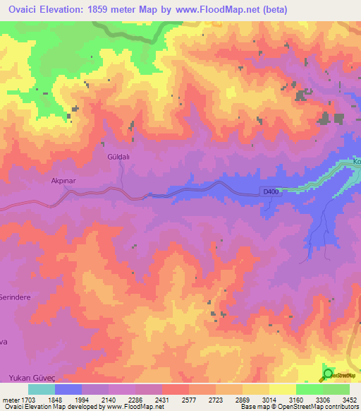 Ovaici,Turkey Elevation Map