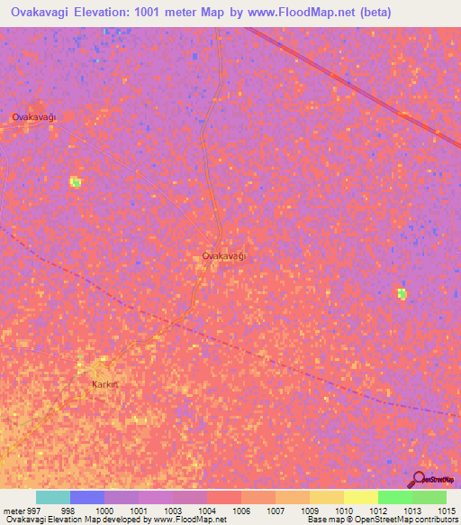 Ovakavagi,Turkey Elevation Map