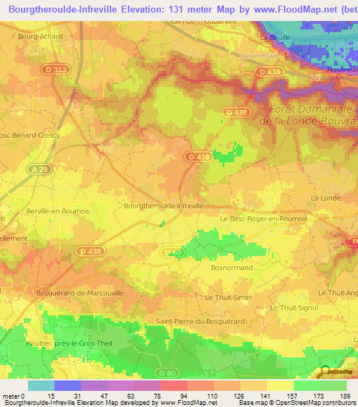 Bourgtheroulde-Infreville,France Elevation Map