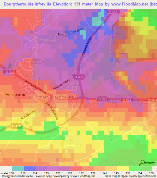 Bourgtheroulde-Infreville,France Elevation Map