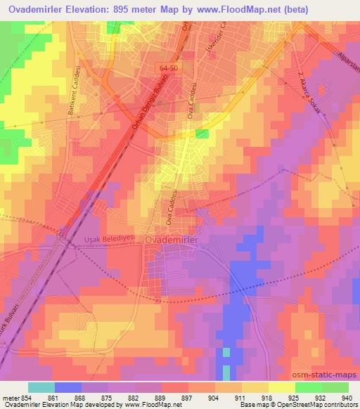 Ovademirler,Turkey Elevation Map