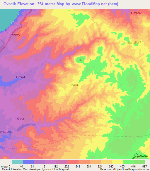 Ovacik,Turkey Elevation Map