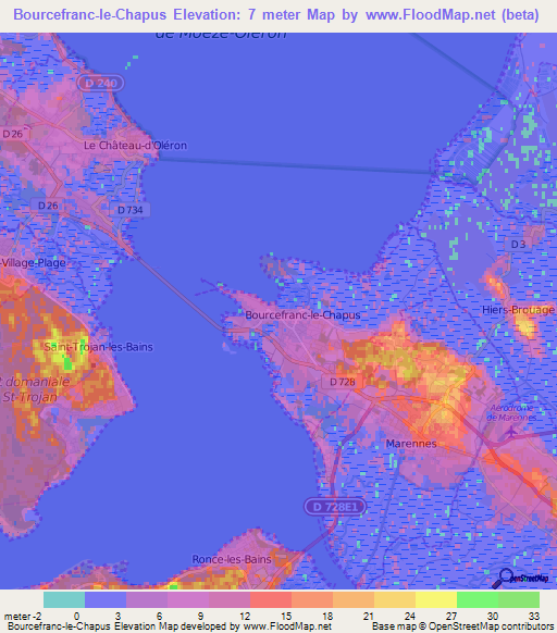 Bourcefranc-le-Chapus,France Elevation Map