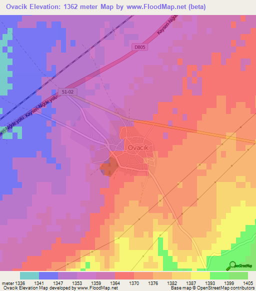 Ovacik,Turkey Elevation Map