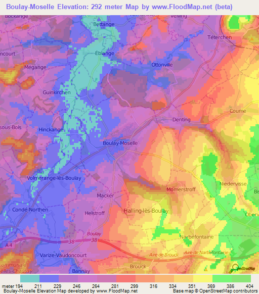 Boulay-Moselle,France Elevation Map