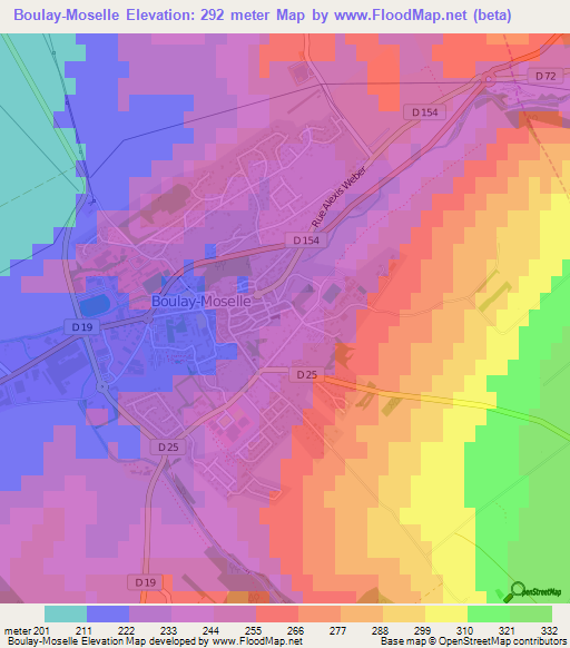 Boulay-Moselle,France Elevation Map