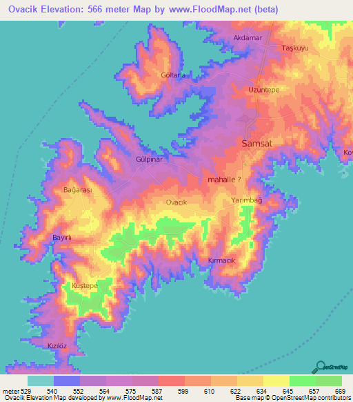 Ovacik,Turkey Elevation Map