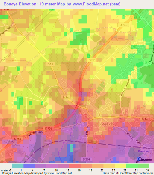 Bouaye,France Elevation Map