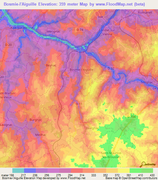 Bosmie-l'Aiguille,France Elevation Map