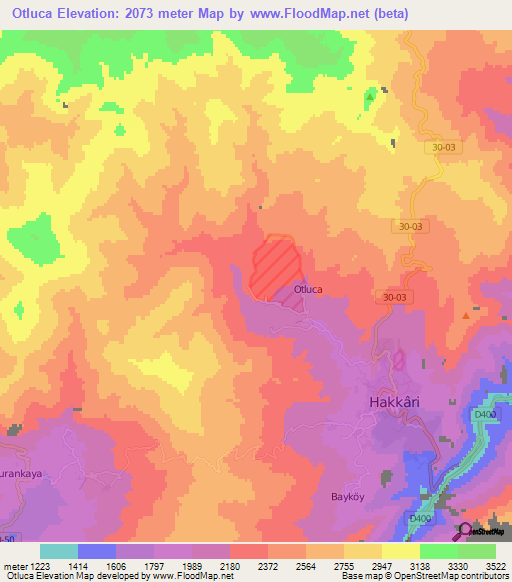 Otluca,Turkey Elevation Map