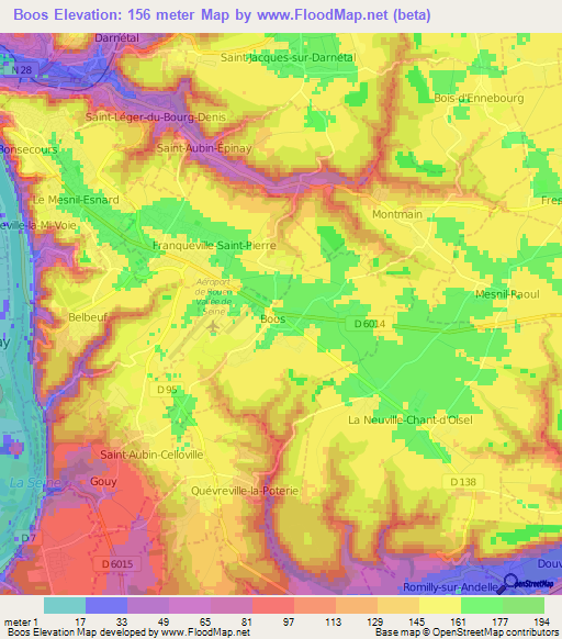 Boos,France Elevation Map