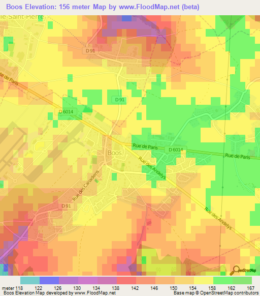 Boos,France Elevation Map