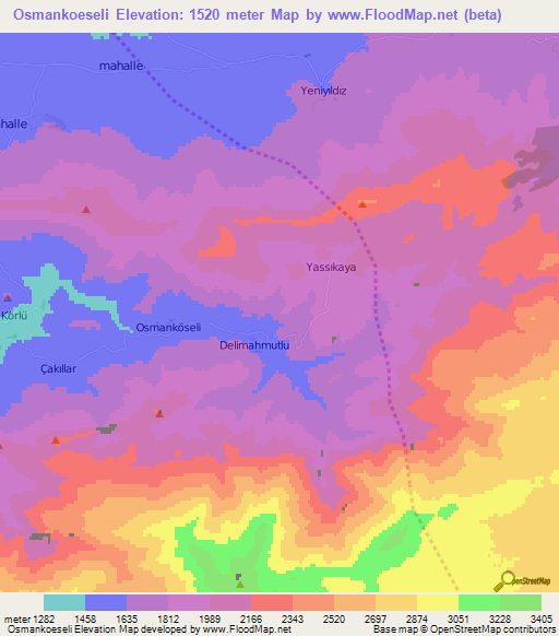 Osmankoeseli,Turkey Elevation Map