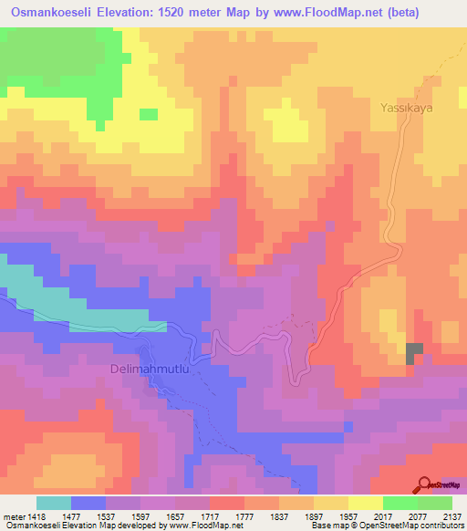 Osmankoeseli,Turkey Elevation Map