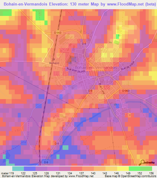 Bohain-en-Vermandois,France Elevation Map