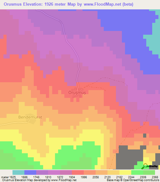 Orusmus,Turkey Elevation Map