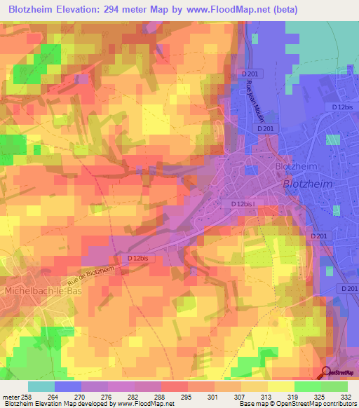 Blotzheim,France Elevation Map