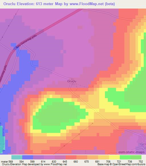 Oruclu,Turkey Elevation Map