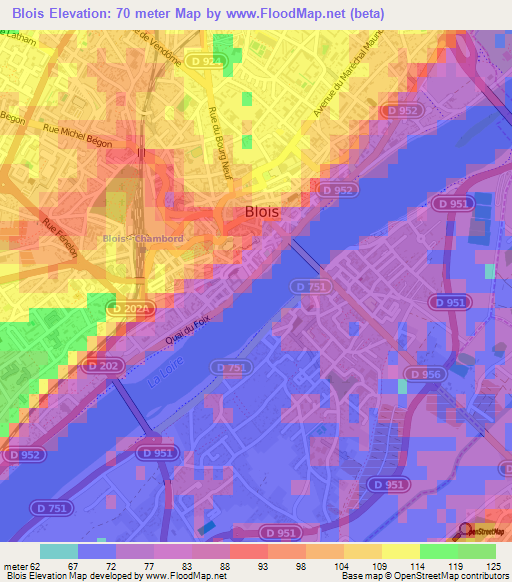 Blois,France Elevation Map