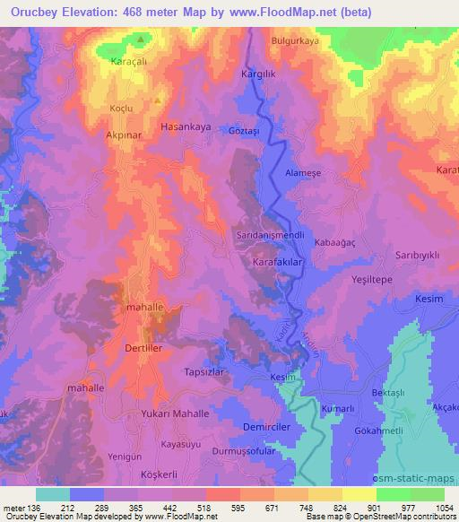 Orucbey,Turkey Elevation Map