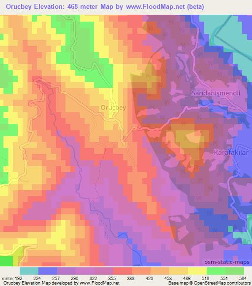 Orucbey,Turkey Elevation Map