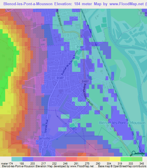 Blenod-les-Pont-a-Mousson,France Elevation Map