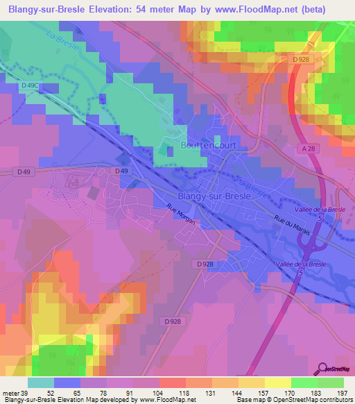 Blangy-sur-Bresle,France Elevation Map