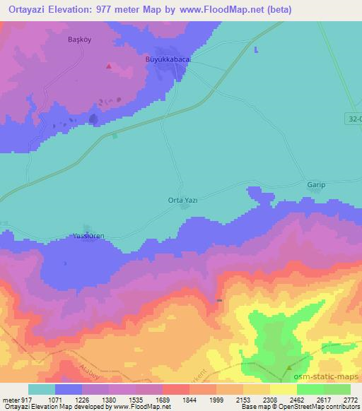 Ortayazi,Turkey Elevation Map