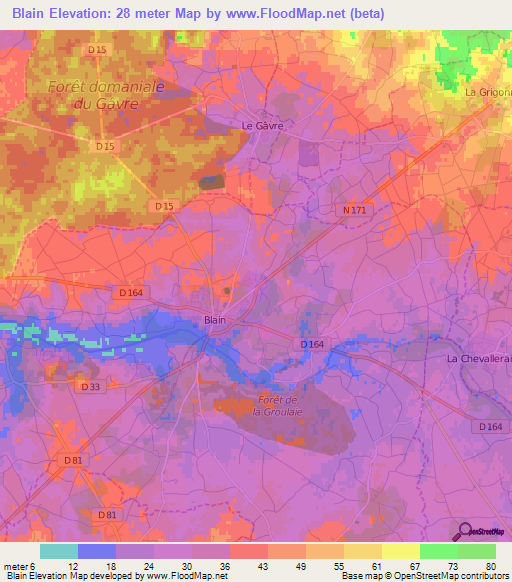 Blain,France Elevation Map