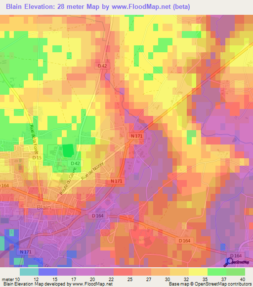 Blain,France Elevation Map