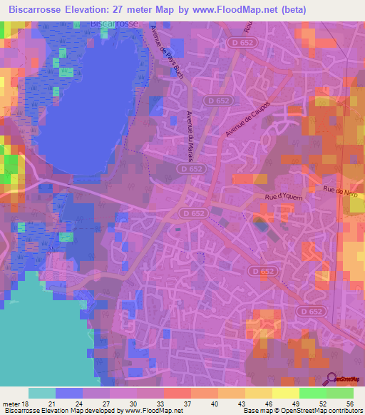 Biscarrosse,France Elevation Map