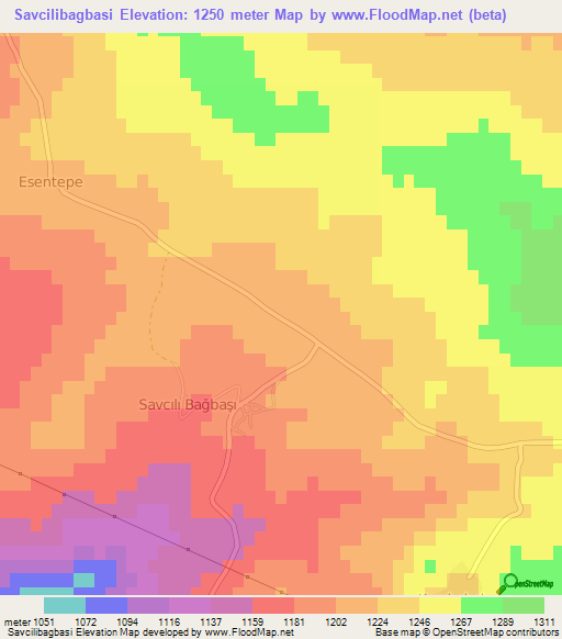 Savcilibagbasi,Turkey Elevation Map