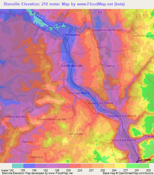 Bienville,France Elevation Map