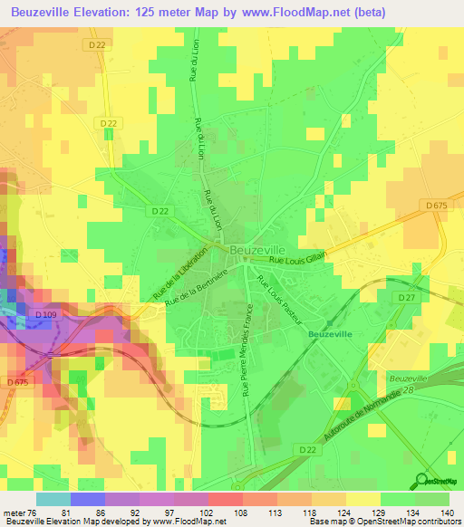 Beuzeville,France Elevation Map