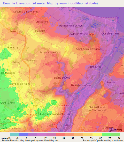 Beuville,France Elevation Map