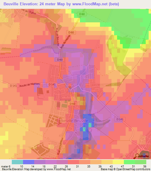 Beuville,France Elevation Map