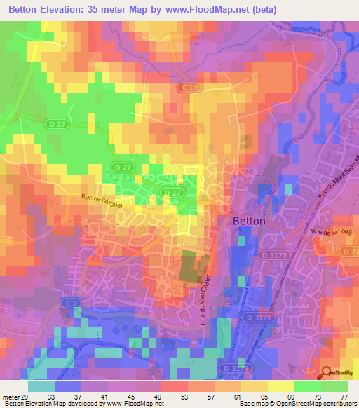 Betton,France Elevation Map