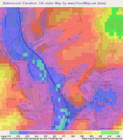 Bethoncourt,France Elevation Map